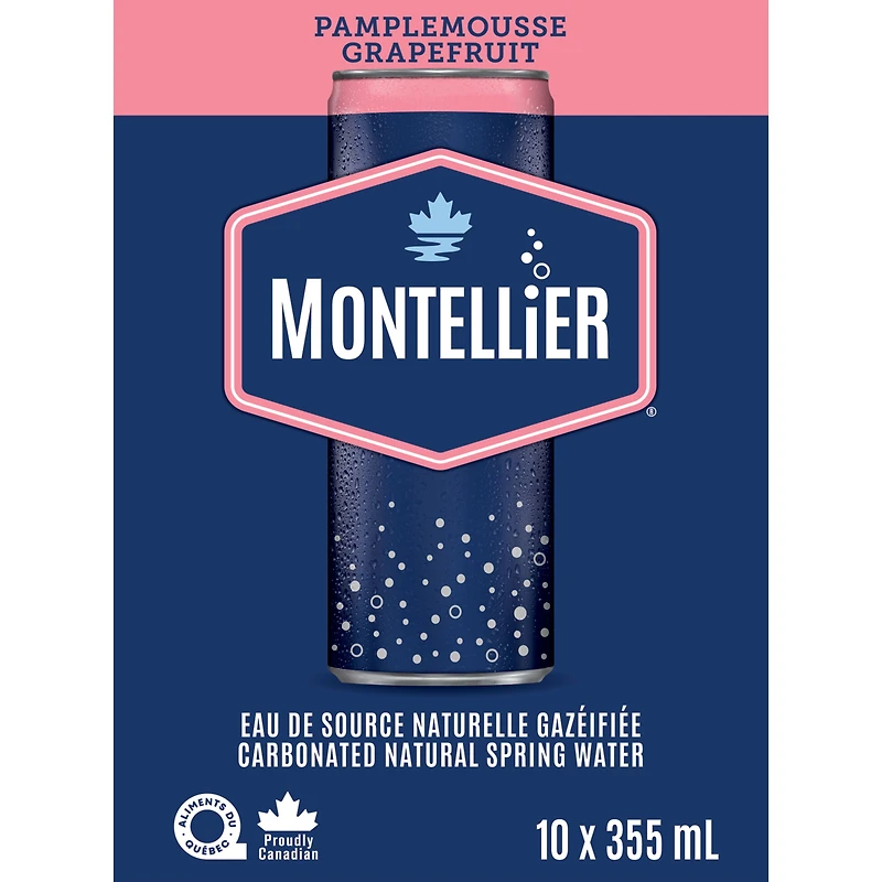 Montellier Eau de source naturelle au pamplemousse 10 x 355 mL, Canettes 10 x 355 mL