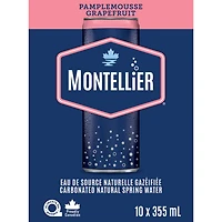 Montellier Eau de source naturelle au pamplemousse 10 x 355 mL, Canettes 10 x 355 mL
