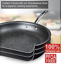 GraniteStone 5-Piece Nonstick Cookware Set, Scratch-Resistant, Granite-coated Anodized Aluminum, Dishwasher-Safe, PFOA-Free As Seen On TV