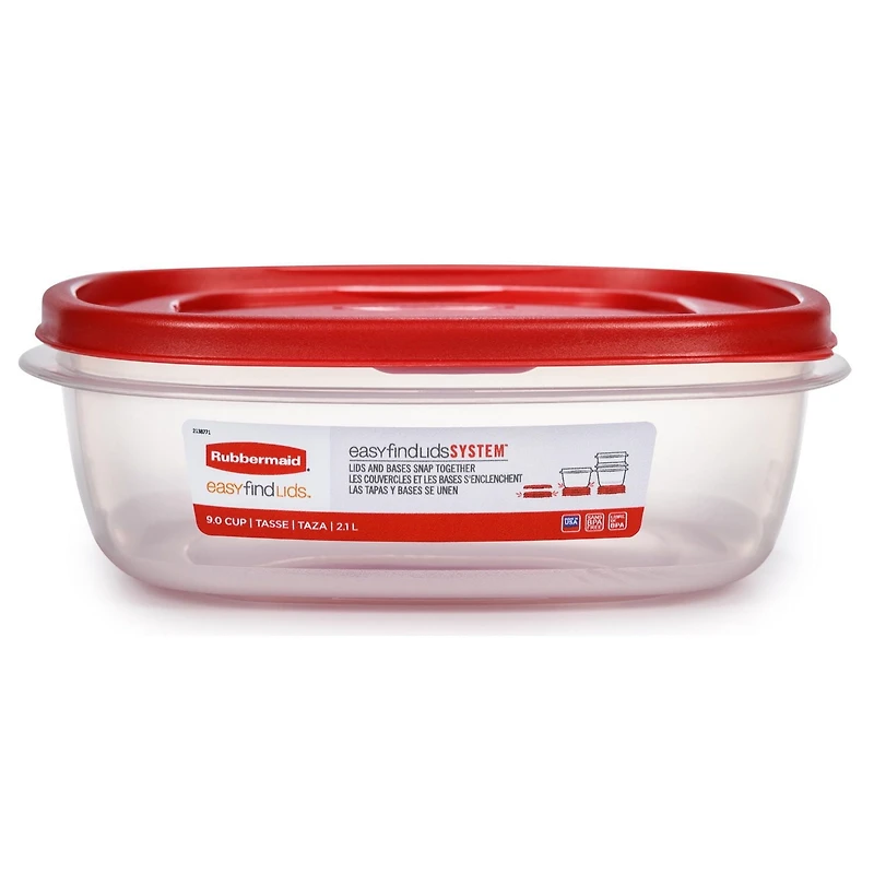 Rubbermaid Easy Find Lids Food Storage Container, 2.1 L, Racer Red
