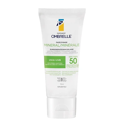 Garnier Ombrelle écran solaire Minérale hydratant pour le visage FPS 50, 75ml