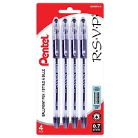 Pentel R.S.V.P. Black Ballpoint Pen 0.7mm, 4 pack