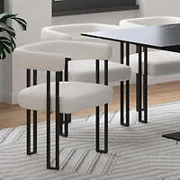 Contemporaine Tissu Bouclé Chaise, Jeu de 2 - Ivoire et Noir