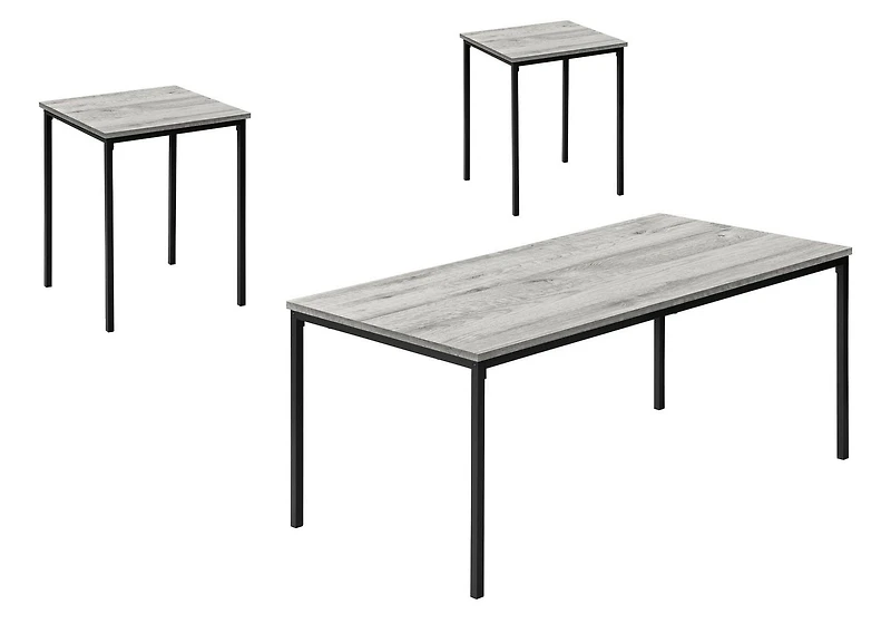 Monarch Specialties  Ensemble De Tables, Ensemble De 3 Pièces, Café, Bout, Métal Noir, Stratifié Gris, Contemporain, Moderne