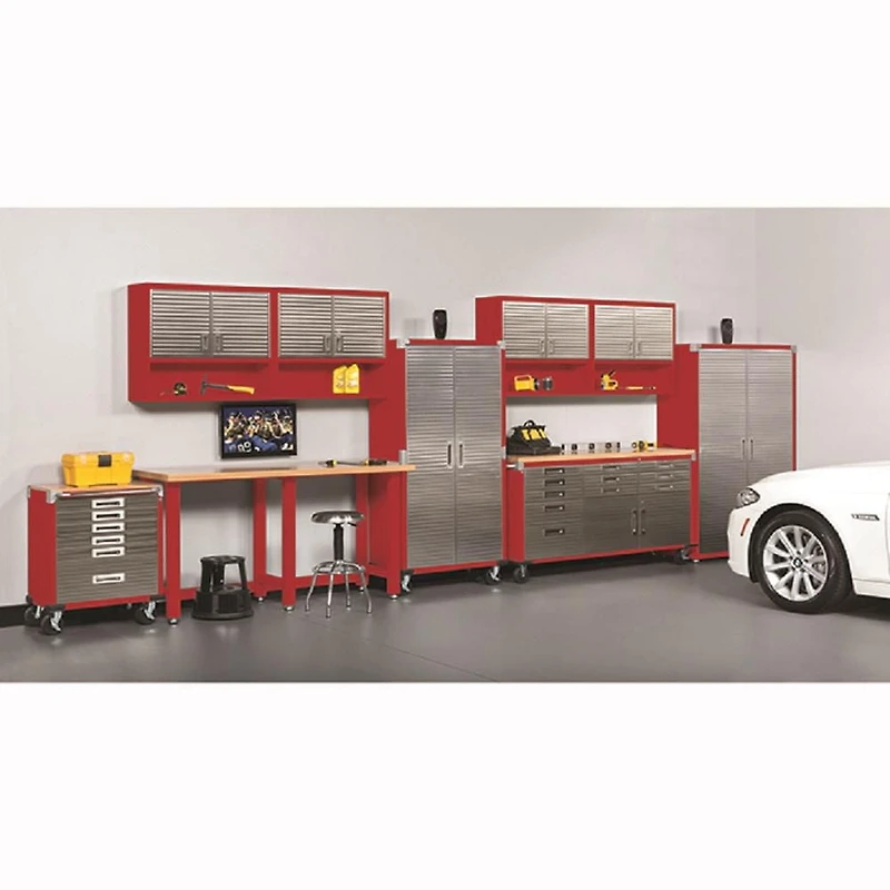 Armoire de rangement roulante UltraHD, Rouge, 91 cm (L) x 46 cm (P) x 183 cm (H)