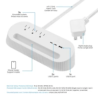 Chargeur porte-téléphone de bureau blanc à 3 prises avec 1 port USB-A et 2 ports USB-C de Globe Electric