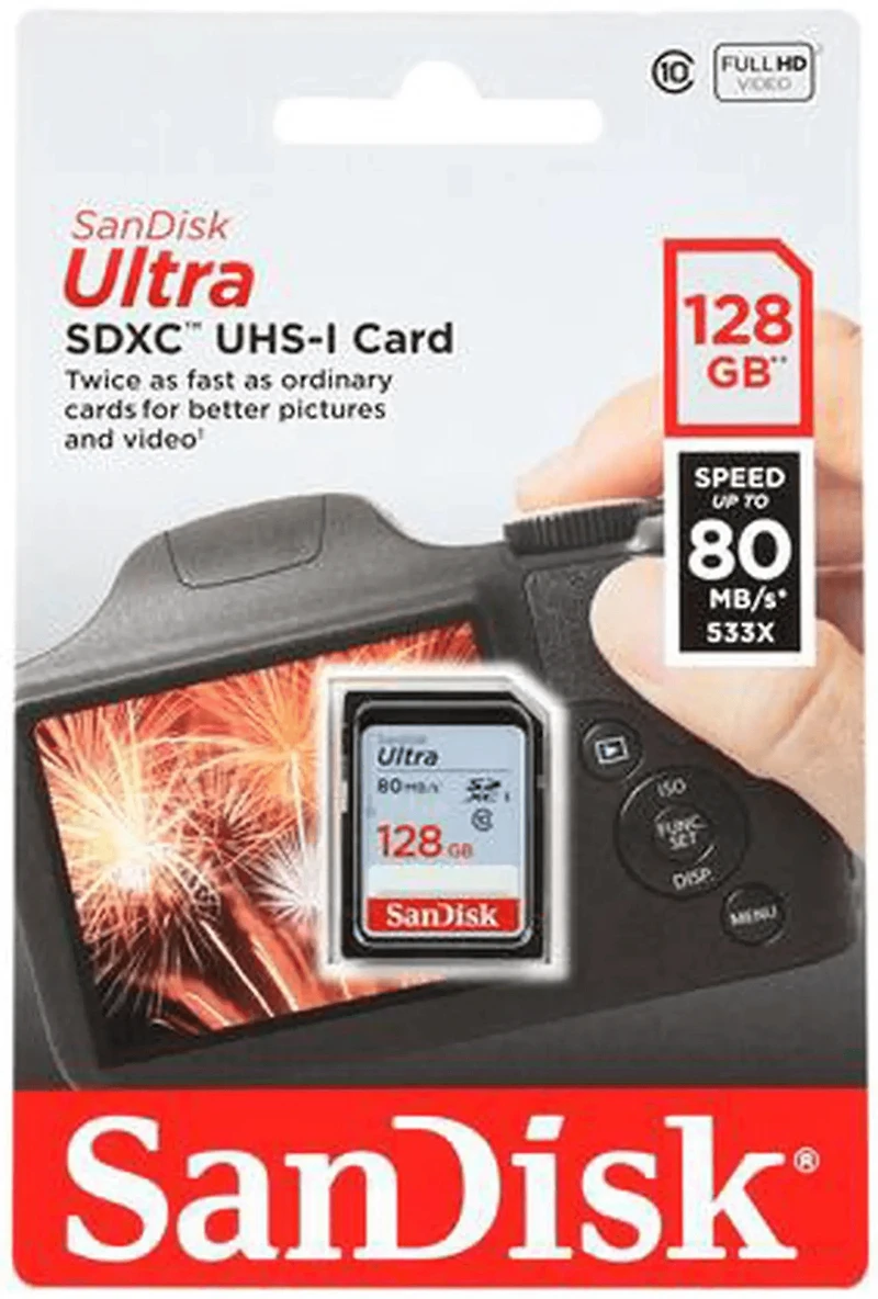 SanDisk Ultra® SDXC™ UHS-I card, 128GB, Pictures/ Full HD video