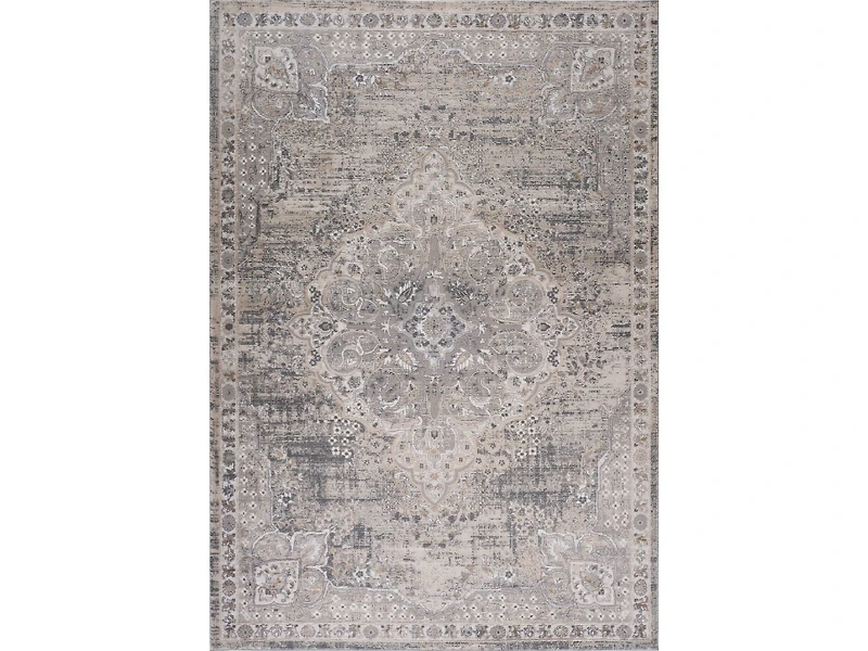 Tapis d'interieur classique Atlas Rug Branch, gris beige, oriental - Salon, chambre, salle a manger et cuisine