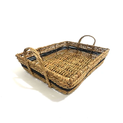 Hometrends Woven Paper & Rush Serving Tray, Handles