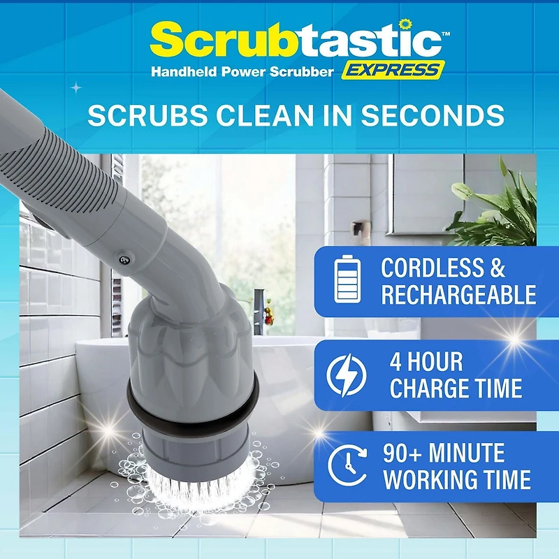 Bell + Howell Scrubtastic Express Dark Grey Rechargeable Handheld Power Scrubber – Cordless Bathroom Cleaner