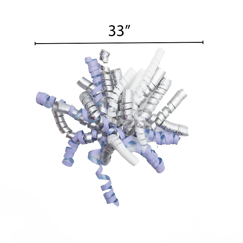 Nœuds bouclés Sassy Santa bleu, blanc et argent, ensemble de 4 mcx par Holiday Time