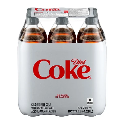 Diet Coke Bottles, 710 mL, 6 Pack, 6 x 710 mL