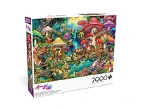 Buffalo Games Merry Mushroom Village Picnic 2000-Piece Interlocking Jigsaw Puzzle for Adults Ages 14 and Older