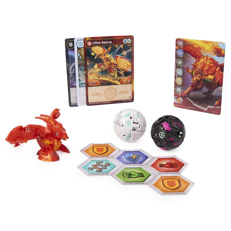 Bakugan Evolutions Starter Pack , Coffret de 3, Sairus Ultra avec Warrior Whale et Dragonoid Evo, Figurines articulées à collectionner, à partir de 6 ans