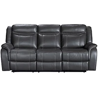 Primo Declan 85 in. Dark Grey Motion Sofa with Built-in Cupholder, Manual Reclining Seats, Plush Cushions, Durable Frame for Living Room Comfort