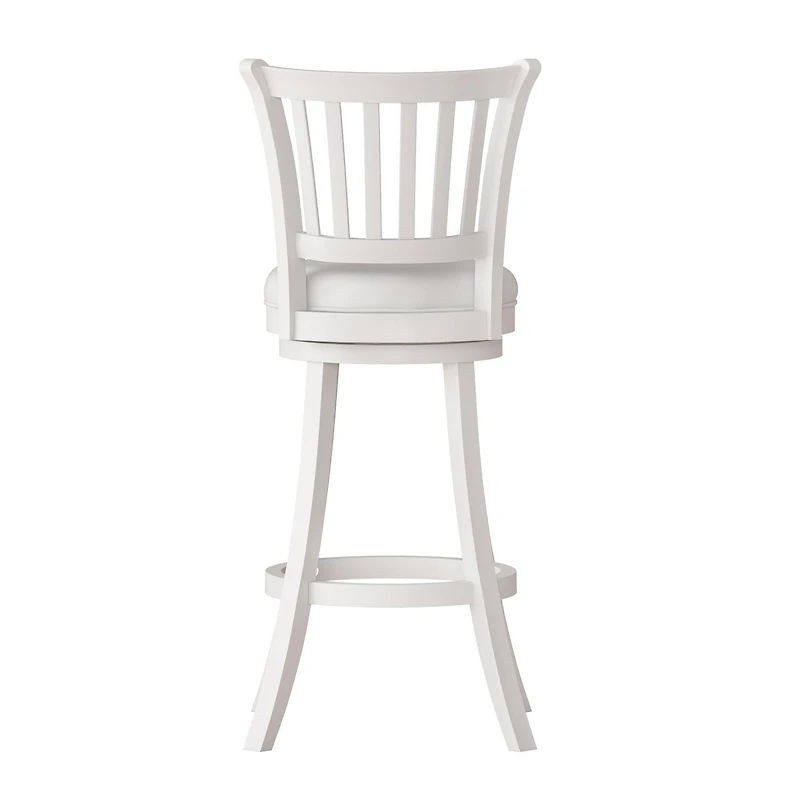 Lot de 2 tabourets de bar pivotants d'intérieur CorLiving Winston blancs avec assise en similicuir et dossier haut à lattes verticales