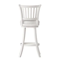 Lot de 2 tabourets de bar pivotants d'intérieur CorLiving Winston blancs avec assise en similicuir et dossier haut à lattes verticales