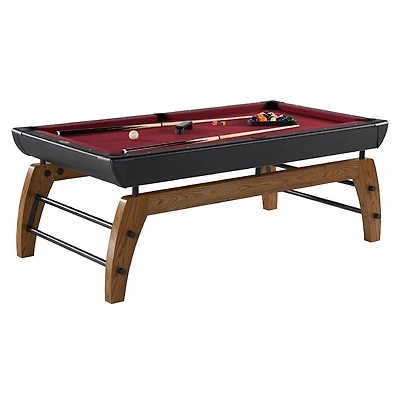Table de billard Edgewood d'intérieur noire de 7 pieds, accessoires de billard inclus, (84 po x 44 po), par Hall of Games