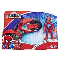 Playskool Heroes Marvel Super Hero Adventures - Moto arachnéenne de Spider-Man, figurine de 12,5 cm avec moto