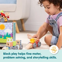 Melissa & Doug Blockables™ Vehicles Snap And Play, Mix And Match Connectable Wooden Building Blocks Play Set Toy for Preschool Boys And Girls (54 Pcs) - FSC Certified
