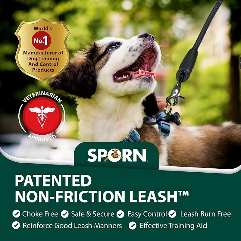 Laisse De Dressage Pour Chien Sporn Anti-friction, Laisse Pour Chien En Nylon Rembourré Antidérapant Et Robuste De 1,2 M Pour Un Contrôle Maximal, Laisse Sans Traction Avec Boucle À Pression, Noire 4 pi
