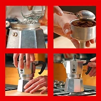 Bialetti - Moka Express Moka Pot 6 Cups, Iconic Espresso Maker, Stovetop, Makes Italian Coffee, Aluminum, Silver