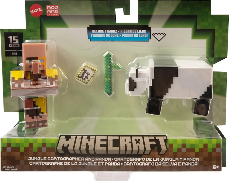 MINECRAFT – FIGURINE DE BASE – 8,26 cm (3,25 po) – COFFRET DE 2 – Cartographe de la jungle et Panda