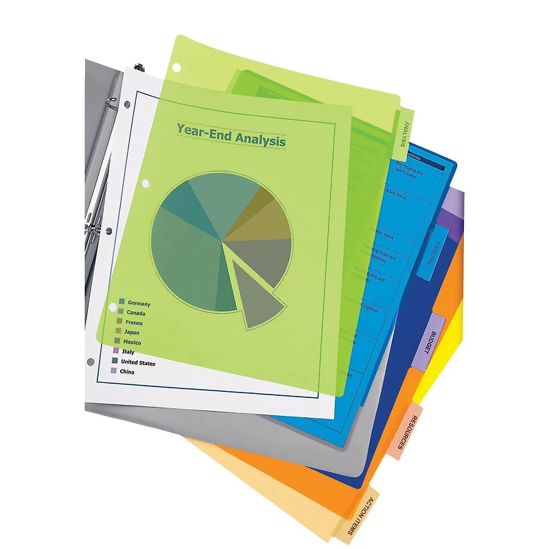 Avery Big Tab Intercalaries en plastique insérables, 9¼po x 11⅛po, 5 onglets, 1 jeu - 11900