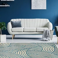 Capri Binya Bone & Blue 4' 3" x 7' 3" Area Rug
