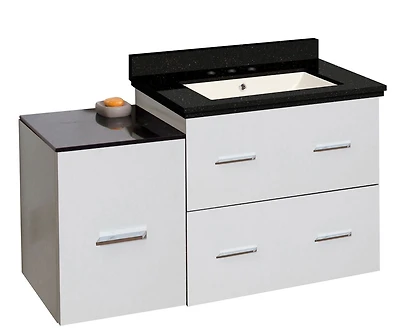 American Imaginations 61.5-in. W Floor Mount Dawn Grey Vanity Set For 1 Hole Drilling Bianca Carara Top Biscuit UM Sink AI-18809