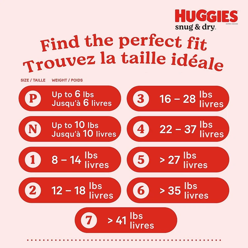 Couches HUGGIES Snug & Dry, Emballage Mega Colossal, Tailles: 1-8 Tailles: 1-8 | 200-74 Unités