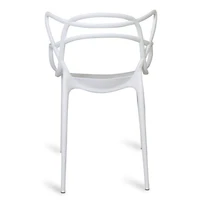 Master Style Plastic Chair Modern Mid Century, Indoor Outdoor Chair Patio Chair Kitchen Chair 18 Inch Seat Height Restaurant Chair Plastic Stackable Chair Side Bar Chair in White Set 4