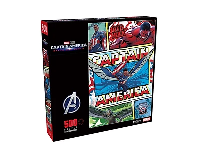 Buffalo Games Marvel - Captain America : Nouveau Monde Audacieux Puzzle à Encastrement de 500 Pièces pour Adultes de 14 Ans et Plus