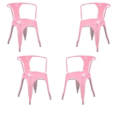 Tolix fauteuil en rose clair, chaise de salle à manger industrielle en métal, ensemble de 4
