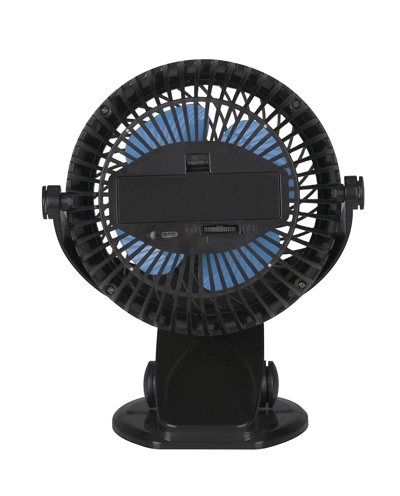 Ventilateur à pince rechargeable Mainstays en noir Angle de sortie d'air réglable
