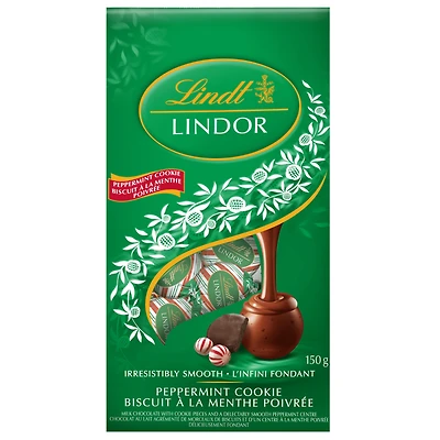 Truffes LINDOR au chocolat au lait et au biscuit à la menthe poivrée de Lindt – Sachet (150 g) 150 g