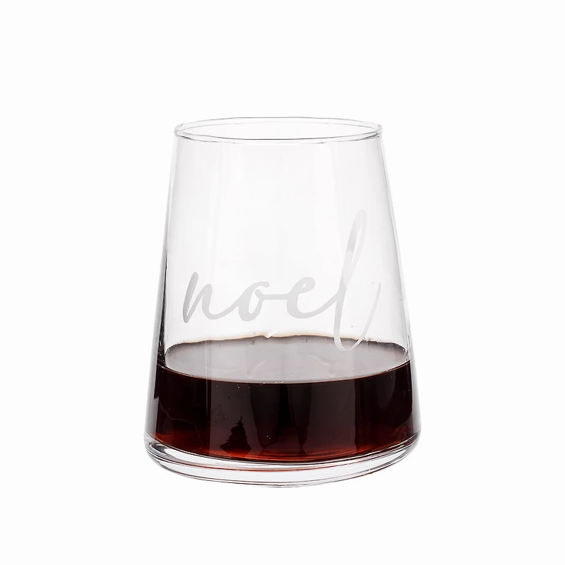 Holiday Time Noel Stemless Wine Glass 17oz