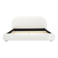 Noble House Lit rembourré Style Queen Cream, tête de lit en tissu texturé courbé avec cadre solide, blanc crémeux