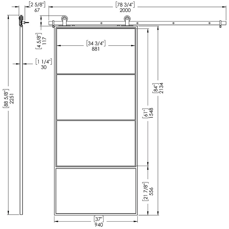 Wood & Hart 37" Concorde Kit Porte de Grange