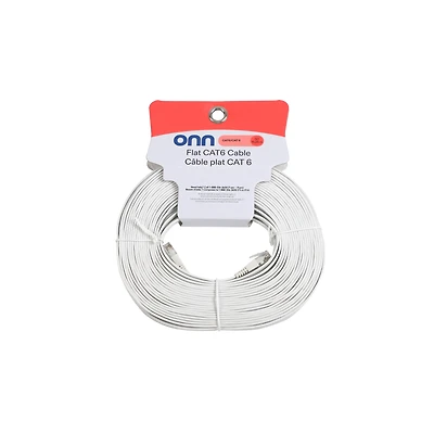 Onn Câble réseau plat CAT6 de 15,25 m - Blanc