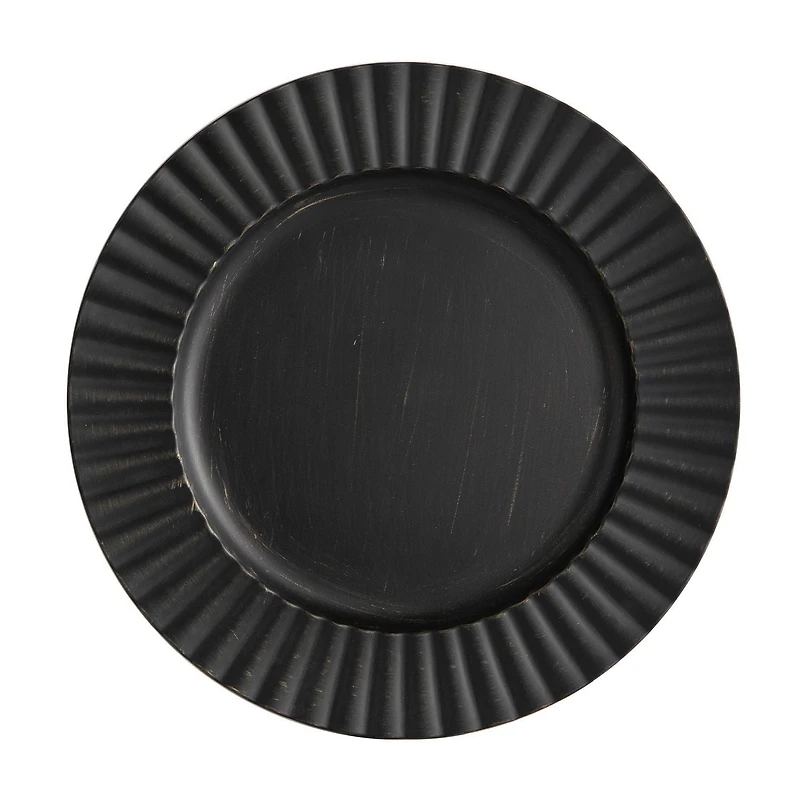 Holiday Time Assiettes de présentation patinée à cannelures de 33cm