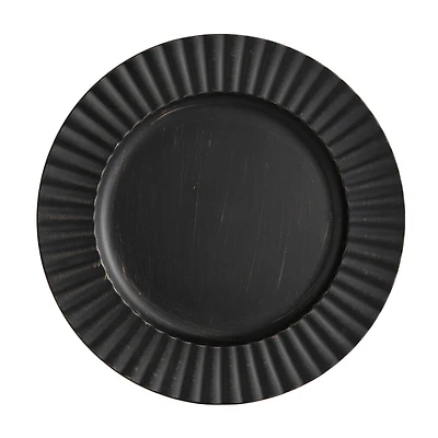 Holiday Time Assiettes de présentation patinée à cannelures de 33cm