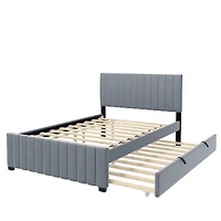 Lit plateforme Noble House en velours gris avec lit gigogne simple, 1 place