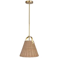 Shenandoah 1 Light Pendant - Aged Brass - Wicker Shade
