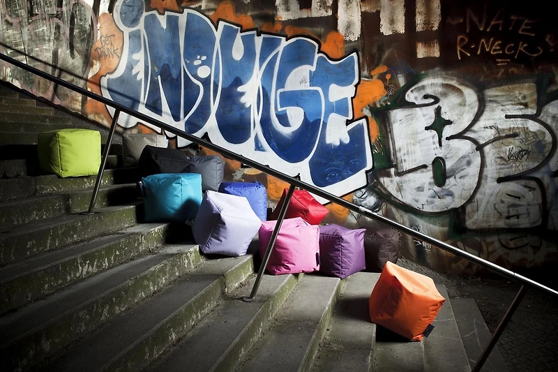 Gouchee Home Cube Brava Rose – Pouf cube hydrofuge rempli de billes de polystyrène, léger et portable, pour salon ou dortoir