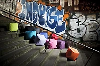 Gouchee Home Cube Brava Rose – Pouf cube hydrofuge rempli de billes de polystyrène, léger et portable, pour salon ou dortoir