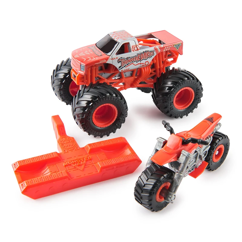 Monster Jam ThunderROARus Monster Truck and Dirt Bike Vehicle 2-Pack, 1:64 Scale