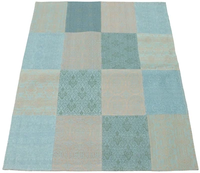 ECARPETGALLERY 5'8" x 7'8" Contemporary Collage Handmade Area Rug for Living Room, Dining Room and Bedroom in Blue