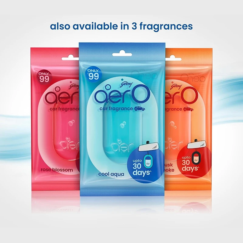 Godrej Aer-O Cool Aqua Car Freshener Diffuser, 7.5 g, Lasts Upto 30 Days, Air Freshener for Cars