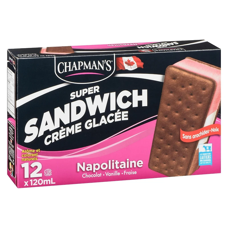 Chapman's Super Sandwich Neapolitan Ice Cream in a Box 12 x 120 ml